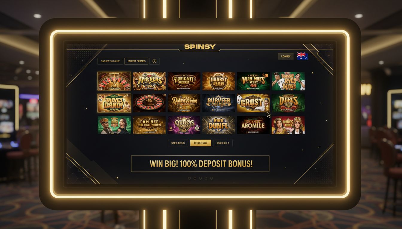 The casino lobby shines with bright visuals and featured games